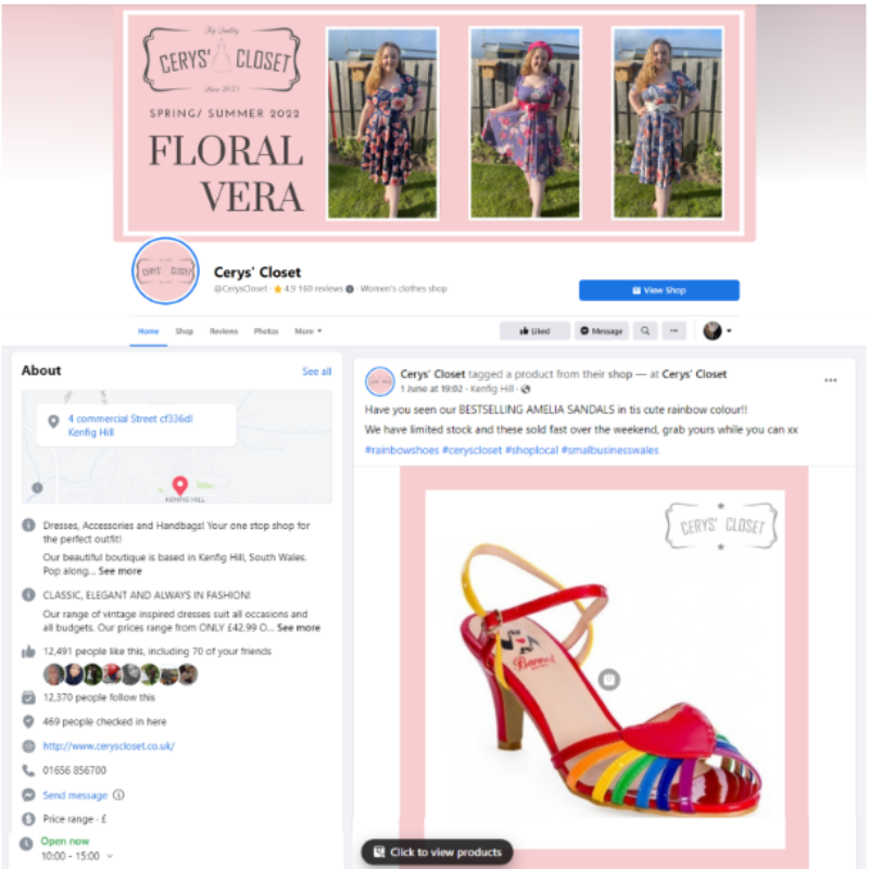 Image of Cerys' Closet Commerce page designed and created by Cerys Codes